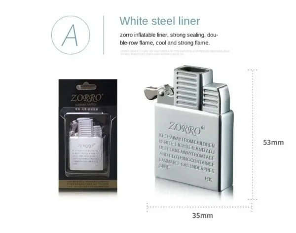 Zorro Butane Lighter Insert - Silver - Image 3