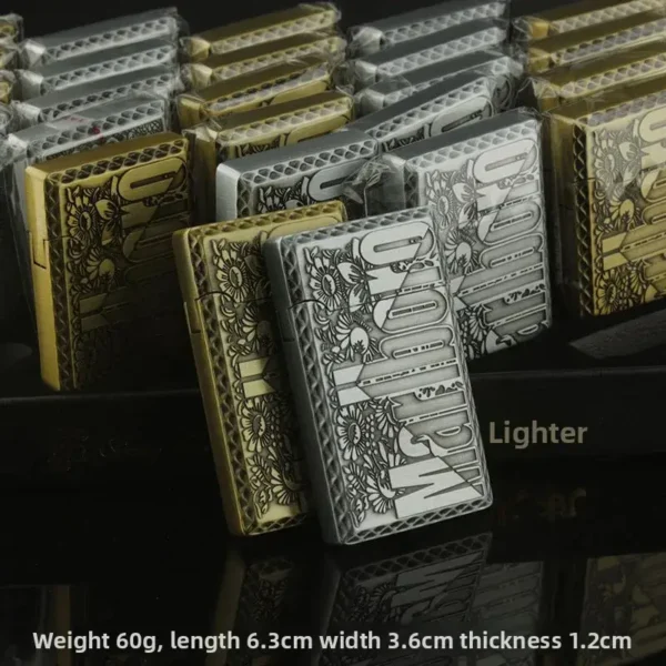 Finely Carved Marlboro Butane Gas Lighter - Silver - Image 8