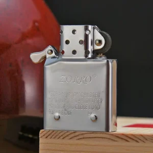 Zorro Kerosene Lighter Insert w/ Slot Protrusions - Silver