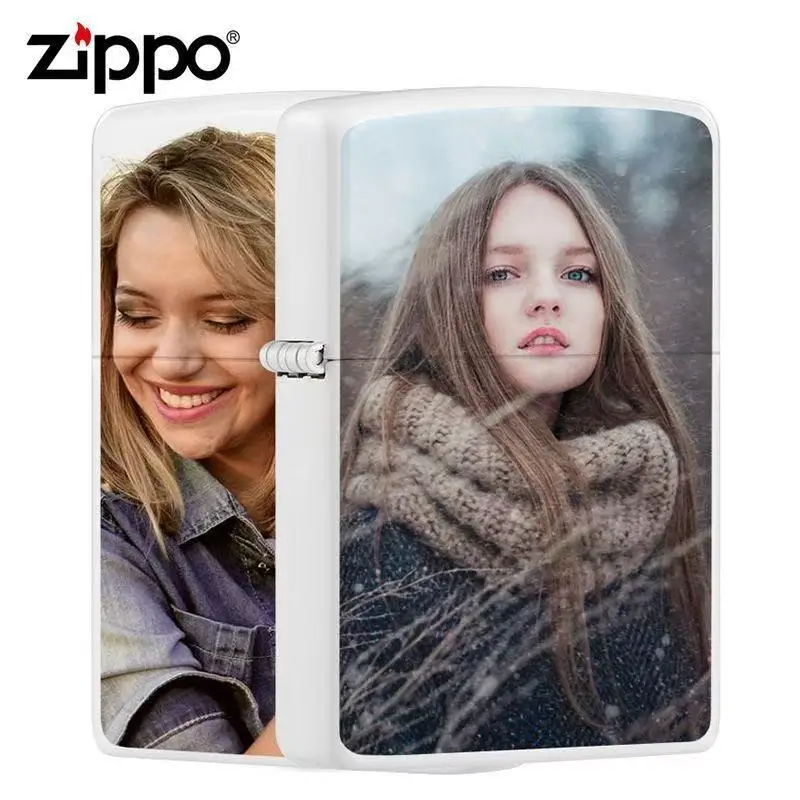 Zippo Matte White- 2 Sides Custom Color Image Printing - Image 2