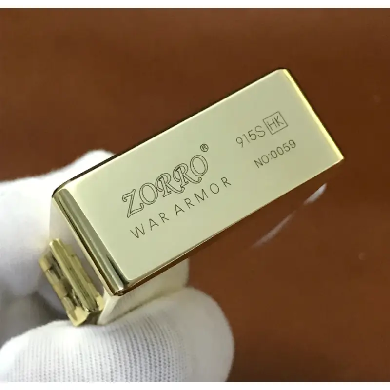 Zorro 915S Polished Brass - 'WAR ARMOR' Bottom Logo - Image 2