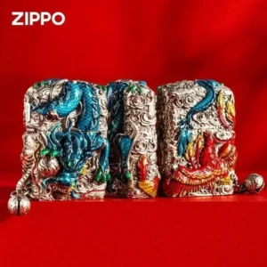 Zippo Legendary Dragon and Phoenix Enamel Kerosene Lighter - Image 2