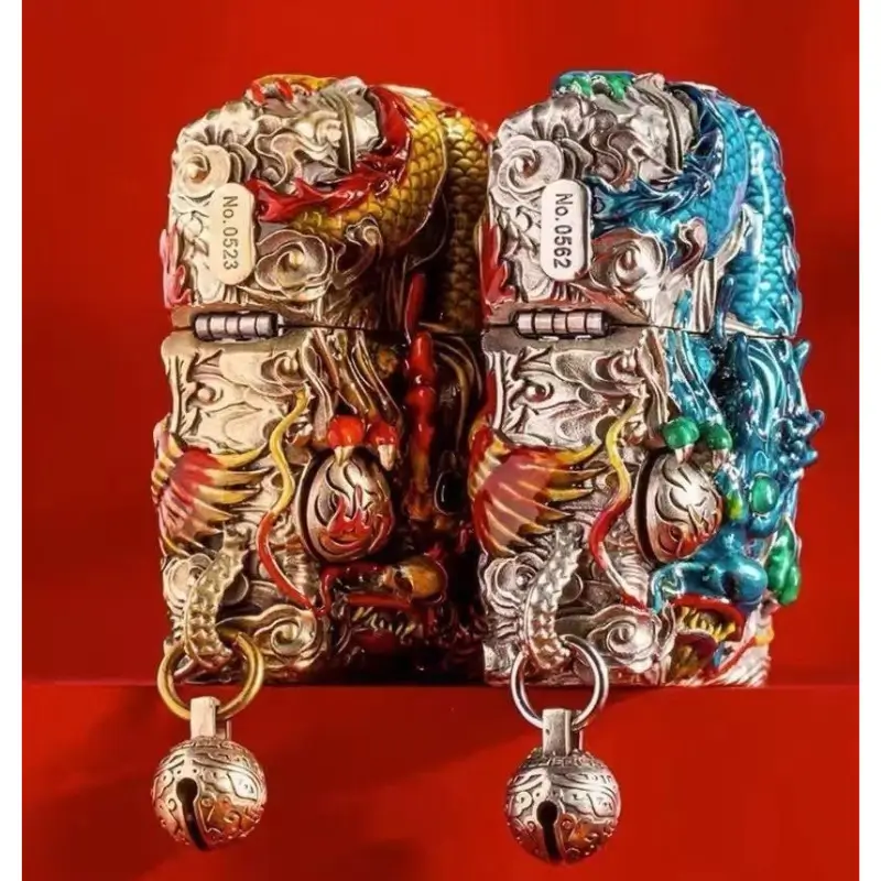 Zippo Legendary Dragon and Phoenix Enamel Kerosene Lighter - Image 5